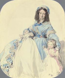 Franz Xavier Winterhalter - Study of Princess Clémentine, With Her Sons, Philip And Augustus