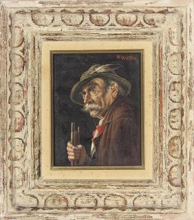 Franz Xavier Wölfle - The old hunter; and A portrait of a man, half-length, in a green coat