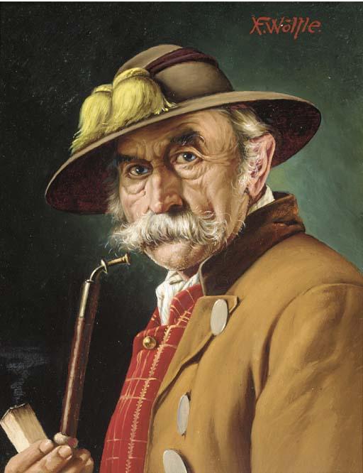 Franz Xavier Wolfle - A Tyrolean gentleman smoking a pipe; and Another of a Tyrolean gentleman with a feather in his hat