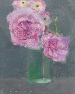 Fred Cuming R.A. - Pink Flowers in a Vase