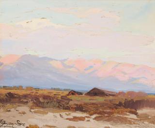 Fred Grayson Sayre - Cabin in the Desert sight 8 x 9 1/2 in. framed 15 1/2 x 17 1/2 in.