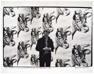 Fred McDarrah - Andy Warhol with his Cow Wallpaper, Castelli Gallery, April 1, 1966