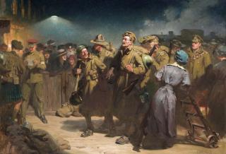 Fred Roe, R.I., R.B.C. - The return of the victors, Waterloo Station