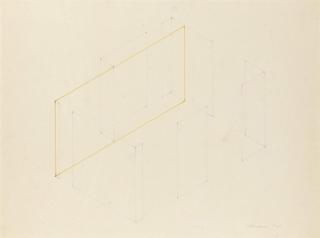 Fred Sandback - Untitled (One Yellow Rectangular Piece in a Room)