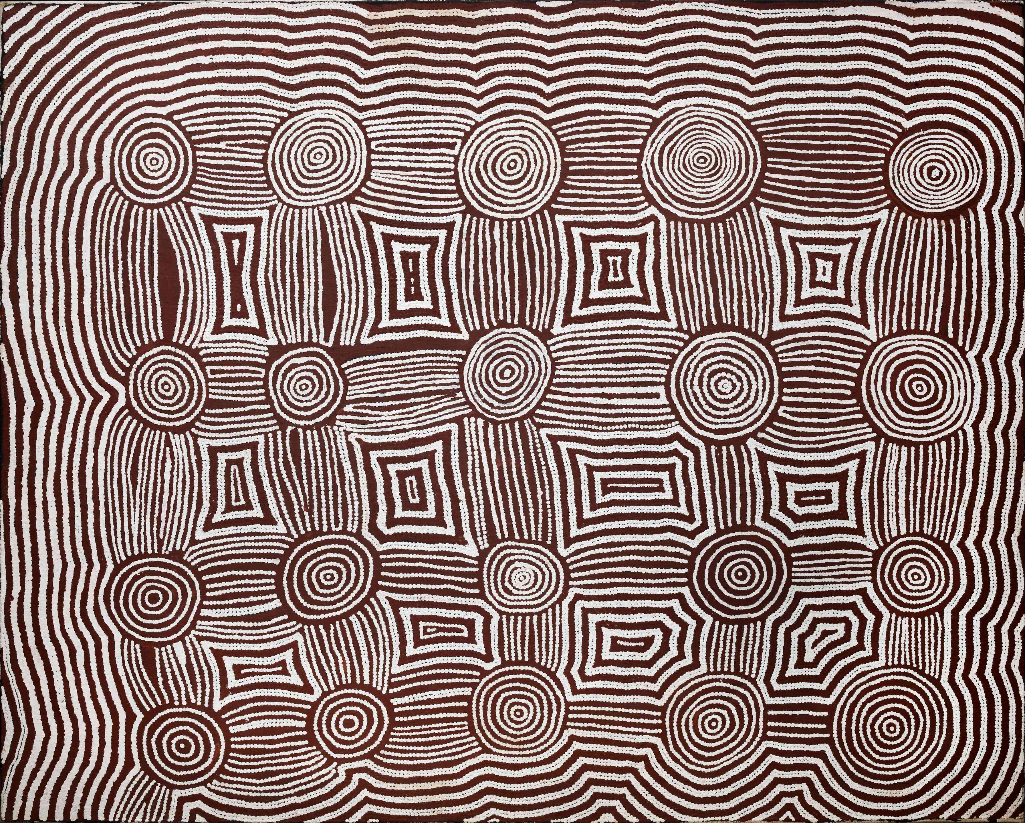 Fred Ward Tjungurrayi - Untitled (designs associated with the site of Kurrinya), 1989