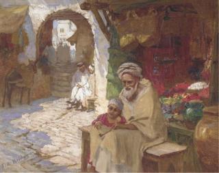 Frederic Arthur Bridgman - A corner of the bazaar