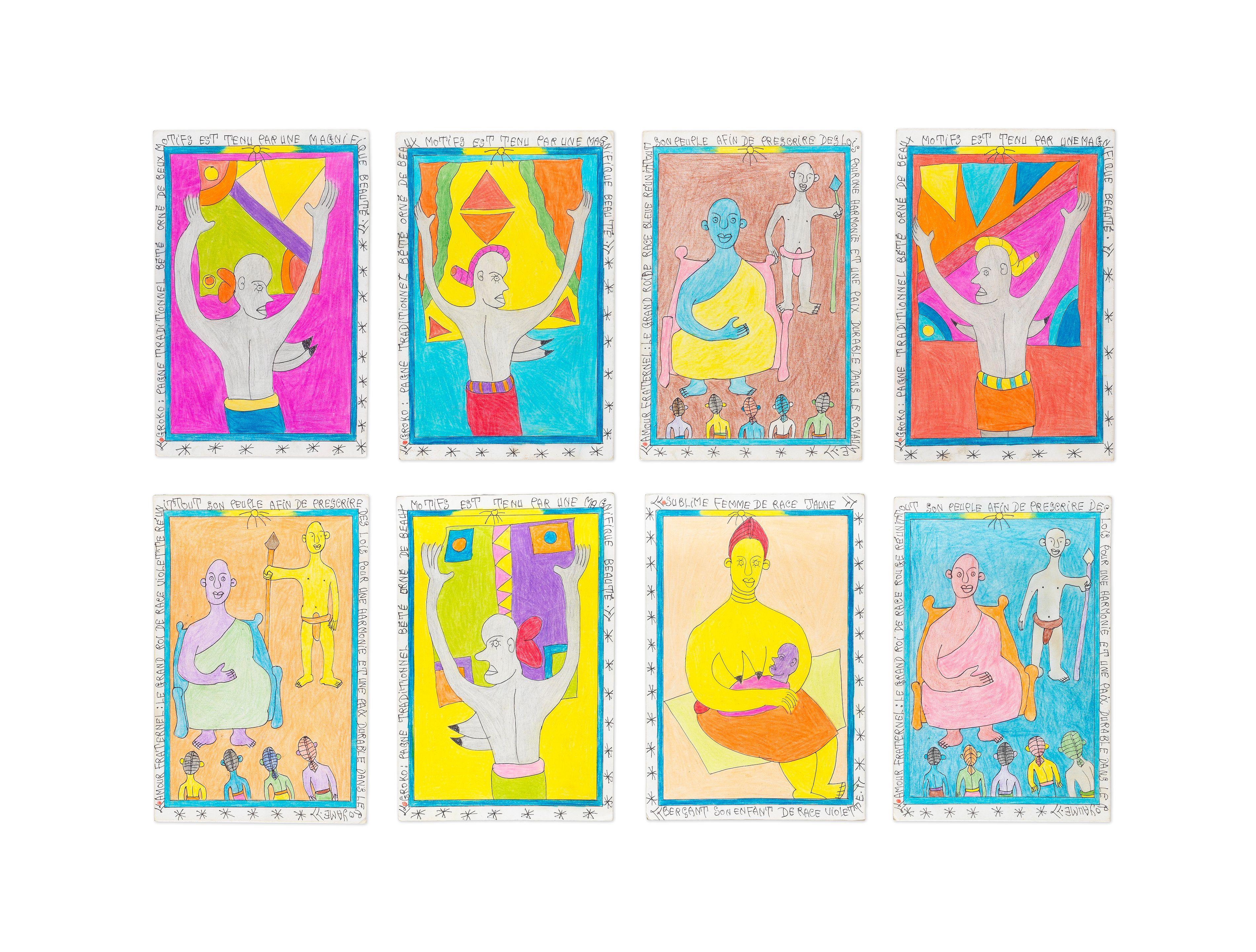 Frédéric Bruly Bouabrè - Groko, a set of eight each, (8).