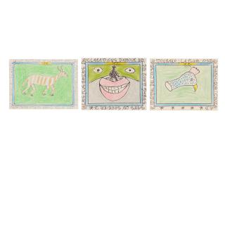 Frédéric Bruly Bouabré - Group of three works on paper, 1997-2006