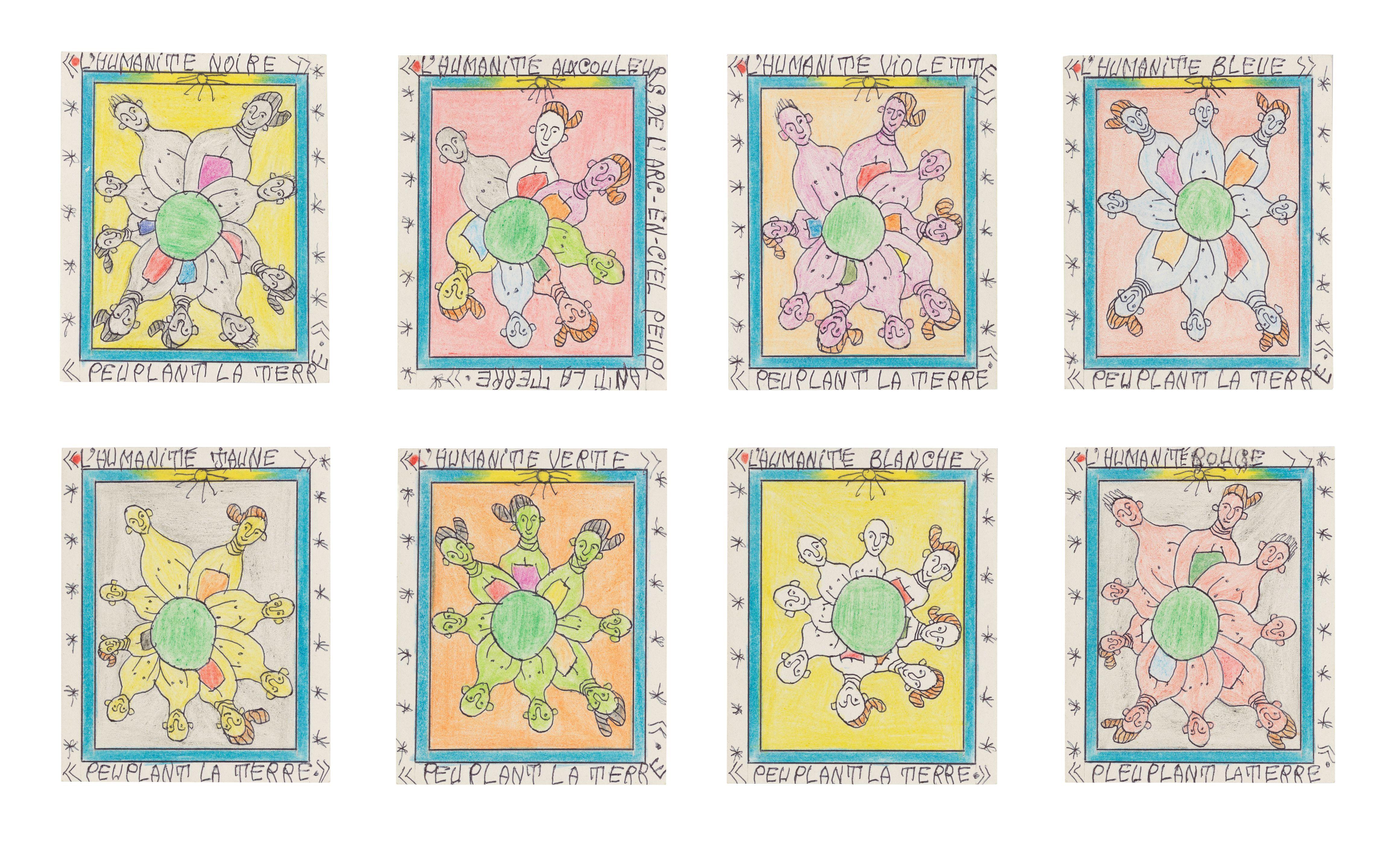 Frédéric Bruly Bouabrè - Thirteen illustrations: from the series \'L\'Humanité: peuplant la terre\' (8) & \'L\'Art Traditionnel Africa\' (5)