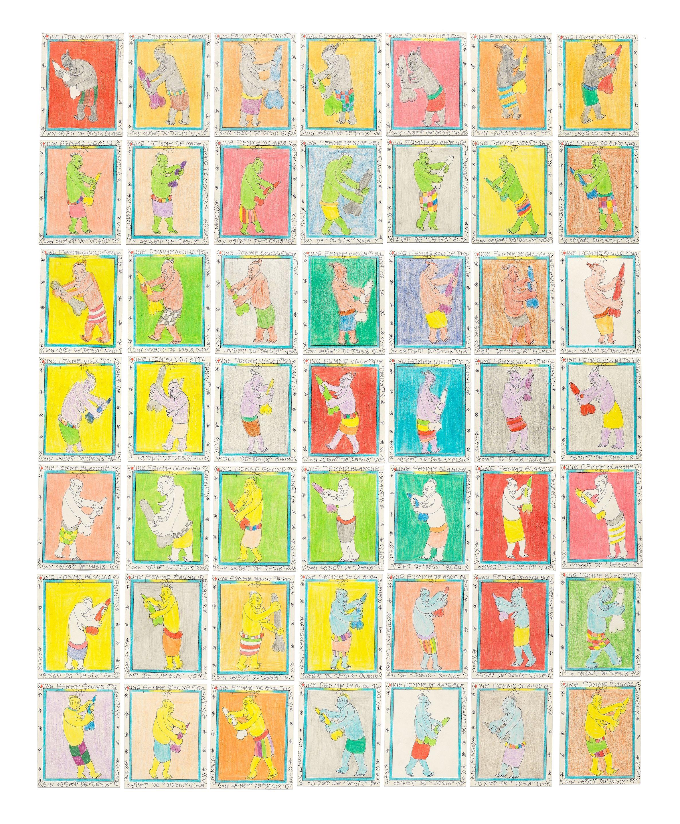 Frédéric Bruly Bouabrè - Une femme noire tenant son objet de désir