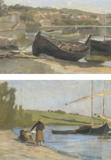 Frédéric Dufaux - Barques De Pêche Les Blanchisseuses, 1880
