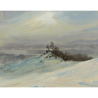Frederic Edwin Church - Winter On The Hudson River Near Catskill, New York