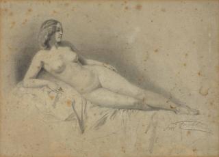 Frederic, Lord Leighton, P.R.A., R.W.S. - A reclining female nude