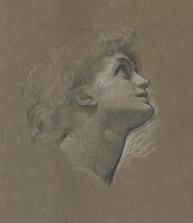 Frederic, Lord Leighton, P.R.A., R.W.S. - Head study of Dorothy Dene, in profile, for \'Faith\'