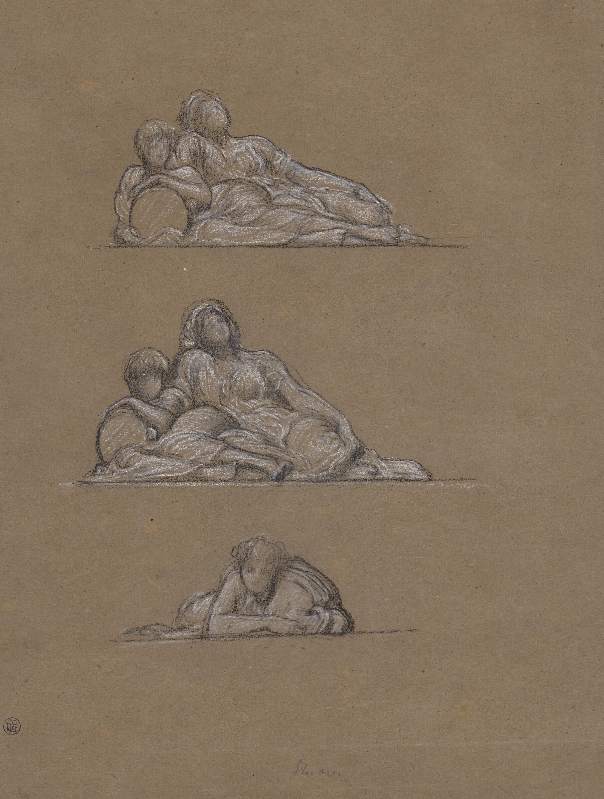 Frederic, Lord Leighton, P.R.A., R.W.S. - Three figure studies for \'The Dance\'