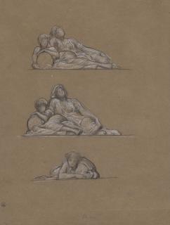 Frederic, Lord Leighton, P.R.A., R.W.S. - Three figure studies for \'The Dance\'