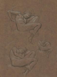 Frederic, Lord Leighton, P.R.A., R.W.S. - Three studies for \'Flaming June\'