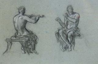 Frederic, Lord Leighton, P.R.A. , R.W.S. - Two Studies of A Man Piping, For Music