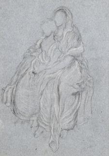 Frederic, Lord Leighton, P.R.A. - Drapery Study Of The Seated Girls Watching The Festival Procession In The Daphnephoria
