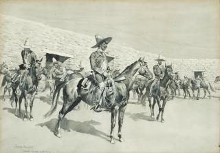 Frederic Remington - Punchers Saddling in the Patio