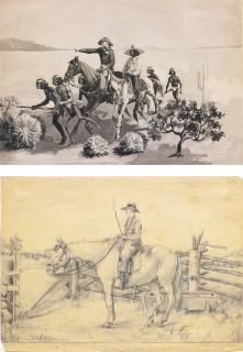Frederic Remington - The Apache War - Indian Scouts On Geronimo\'S Trail; Co\'Bos, Co\' Bos.: Two Works On Paper
