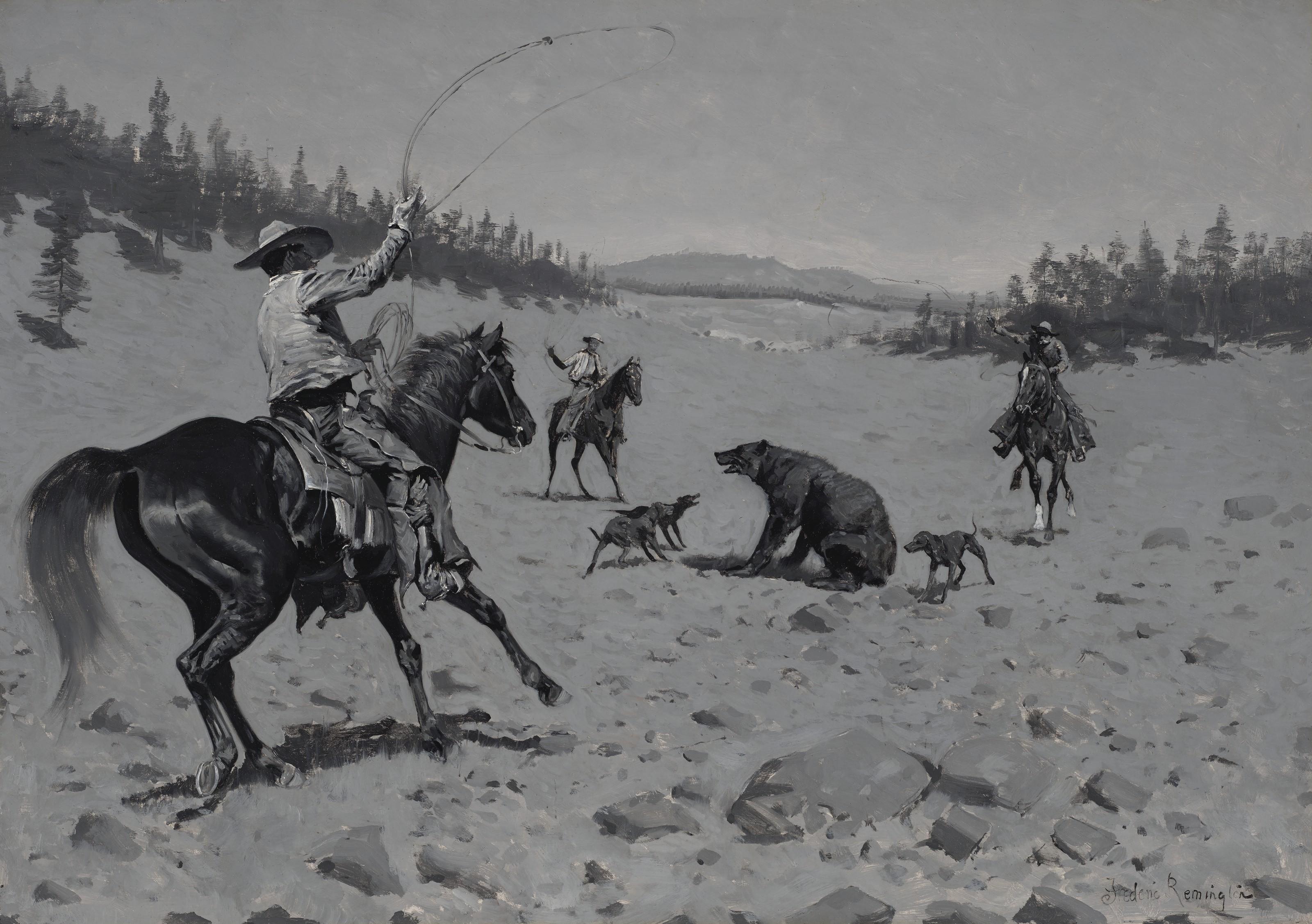 Frederic Remington - The Bear at Bay (Roping a Grizzly)