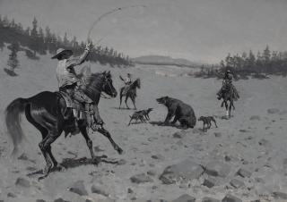 Frederic Remington - The Bear at Bay (Roping a Grizzly)
