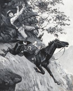 Frederic Remington - Tom Kicked Away the Stirrups and Grasped the Low Branch of a Live Oak Tree