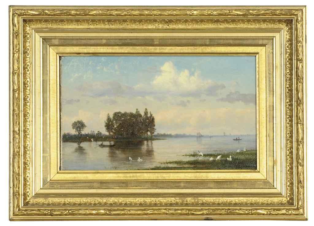Frederic Rondel Sen. - Swans on a river bank