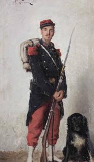 Frédéric Soulacroix - A soldier with his dog