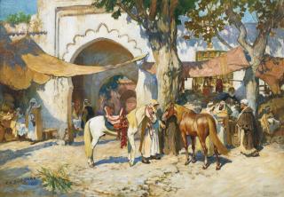 Frederick Arthur Bridgman - American dans Le Souk. Alger