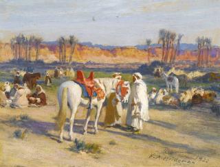 Frederick Arthur Bridgman - American halt In The Desert