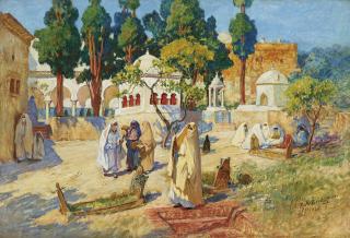 Frederick Arthur Bridgman - Arab Women\'s Day in the Cemetery, Bou-Kobrine
