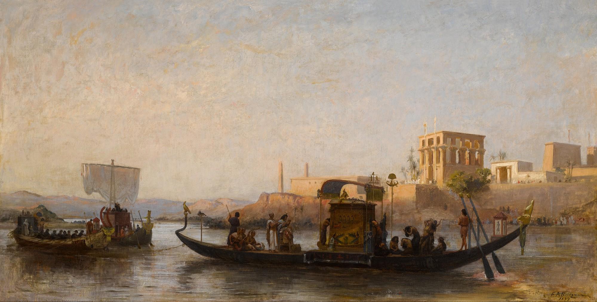 Frederick Arthur Bridgman - Funeral of a Mummy on the Nile (a variant)