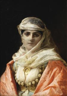 Frederick-Arthur Bridgman - Jeune Femme De Constantinoplefrederick-Arthur Bridgman ; Young Woman From Constantinople ; Located, Signed And Dated Lower Left Constantinople 1880 ; Oil On Canvas