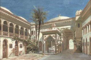 Frederick Arthur Bridgman - The courtyard of an eastern palace