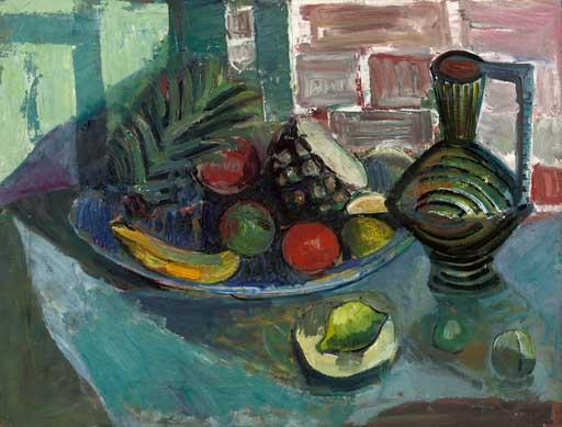 Frederick B. Serger - A still life with fruits and a jar