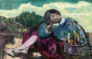 Frederick B. Serger - Girl and birdcage