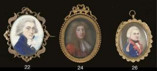 Frederick Buck - An young officer of the Royal Artillery, in blue coat with scarlet facings and gold epaulette, powdered wig en queue