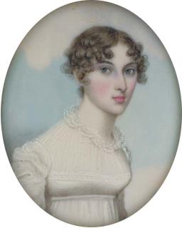 Frederick Buck - Mr. and Mrs. George Vincent: he facing right in black coat and waistcoat; sky background; she, in high-necked white dress, her dark hair dressed in curls; sky background