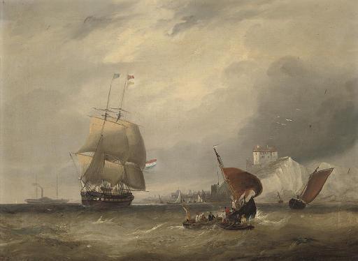 Frederick Calvert - A Dutch merchantman running out of a channel port