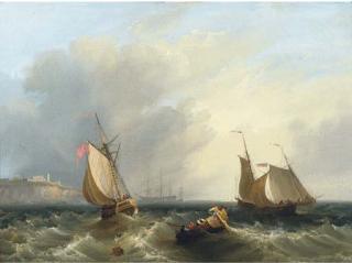 Frederick Calvert - A Royal Naval Armed Cutter Heading Inshore Off The Mouth Of The Tyne
