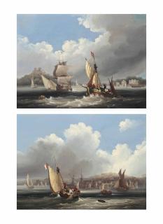 Frederick Calvert - Congested Waters Off Cowes; And Fishermen Hauling In The Nets, Ryde