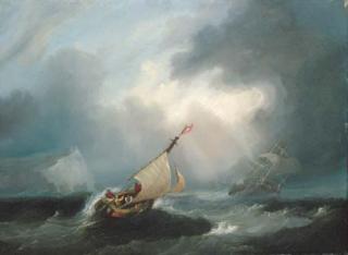 Frederick Calvert - Shipping in a squall off the Needles