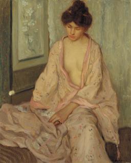 Frederick Carl Frieseke - The Pink Kimono