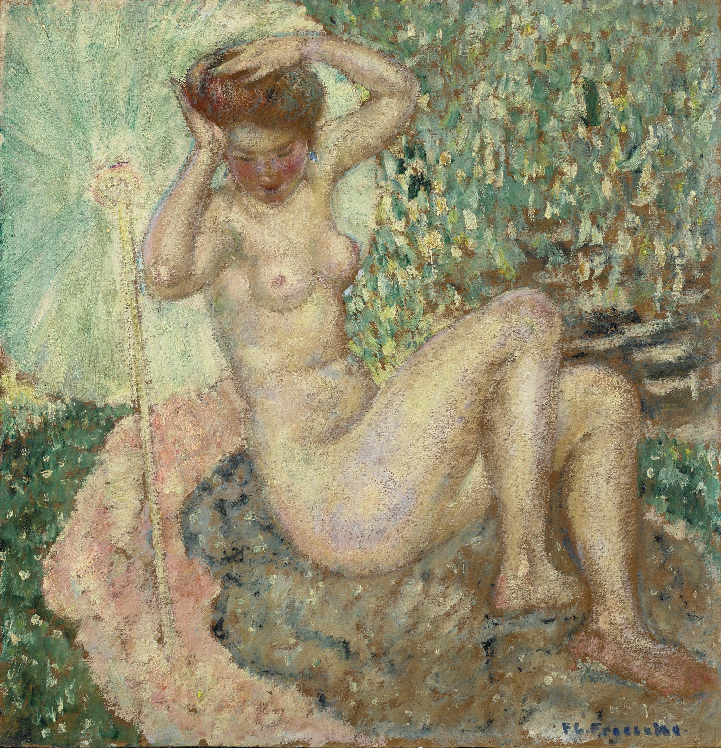 Frederick Carl Frieseke - The White Parasol (Study)