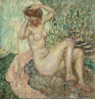 Frederick Carl Frieseke - The White Parasol (Study)