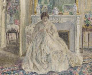 Frederick Carl Frieseke - Woman Seated by a Fireplace