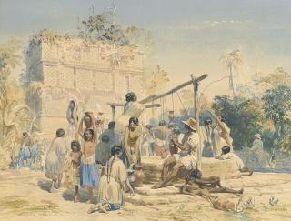 Frederick Catherwood - Well and building at Sabachtsché (Yucatán)