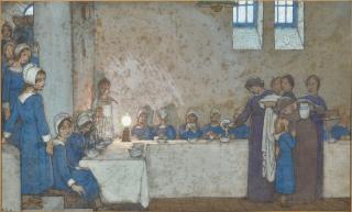 Frederick Cayley Robinson A.R.A., R.W.S. - Study For One Of The Acts Of Mercy Murals At Middlesex Hospital, London